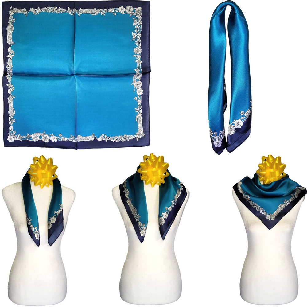 NWT Genuine 100% Mulberry Silk Satin Scarf 21"x21" Small Square Shawl 54791